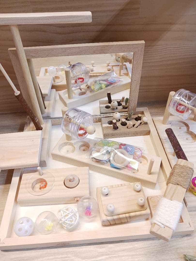 6 ⭐ ミラーボードとフォージングトイセット⭐ インコ バードトイ