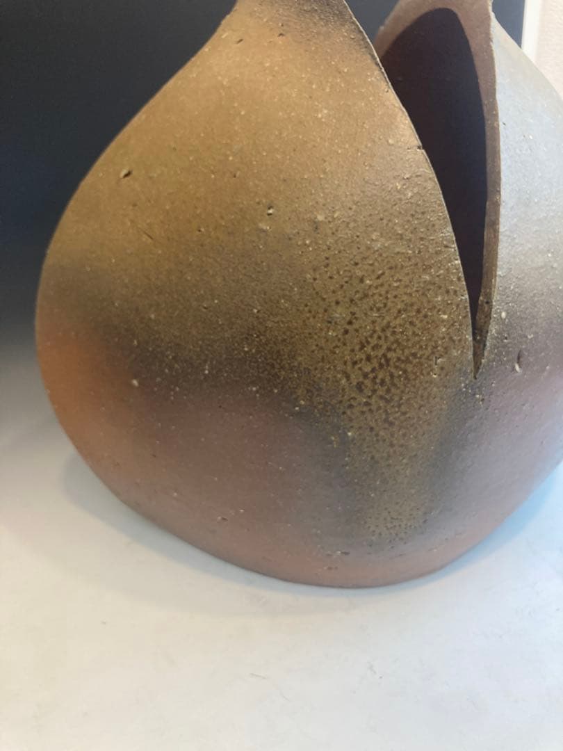 隠崎隆一 作 備前大花入 共箱 高さ 33cm 希少大作