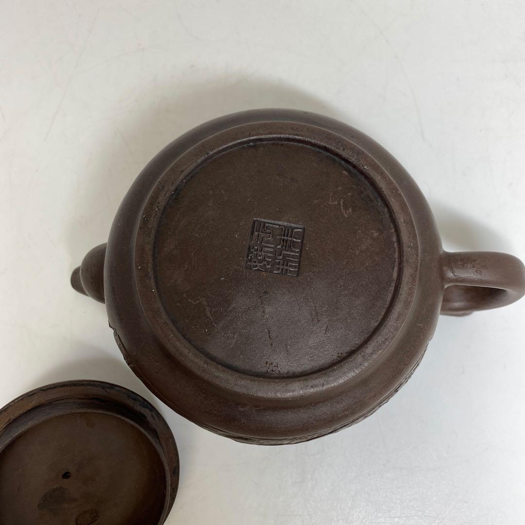 中国古玩　朱泥急須A 幅約17.5㎝　東さ7-1102③