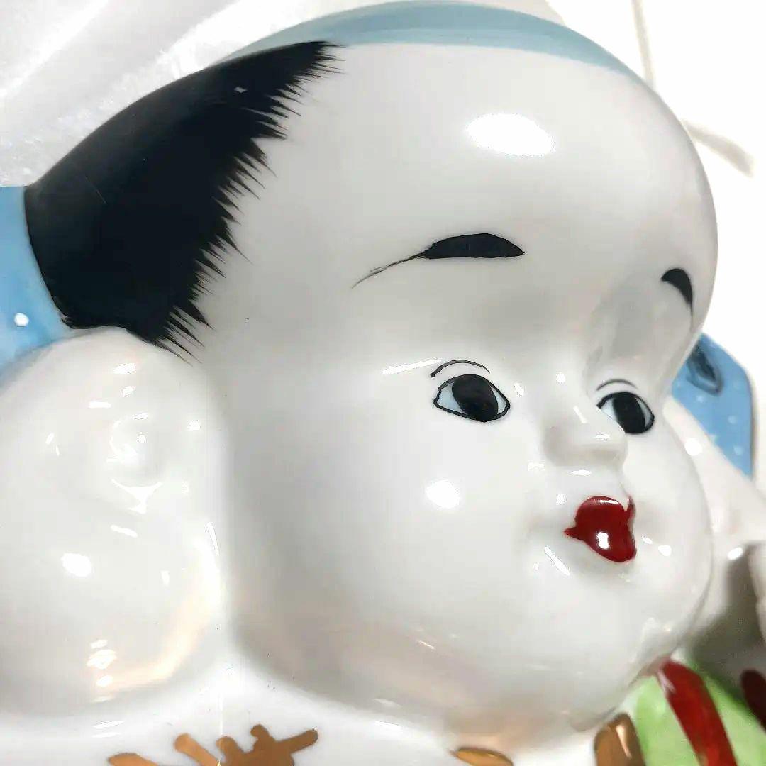 030【瀬戸焼】赤絵古式福助 開運招福 商売繁盛 陶磁器 昭和レトロ 日本製