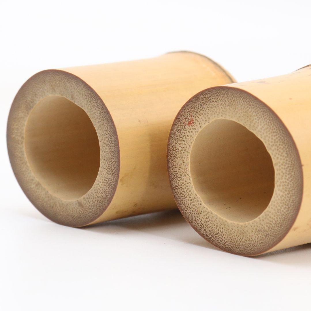 黒田正玄作 竹蓋置一双 裏千家十四代 淡々斎書付 花押