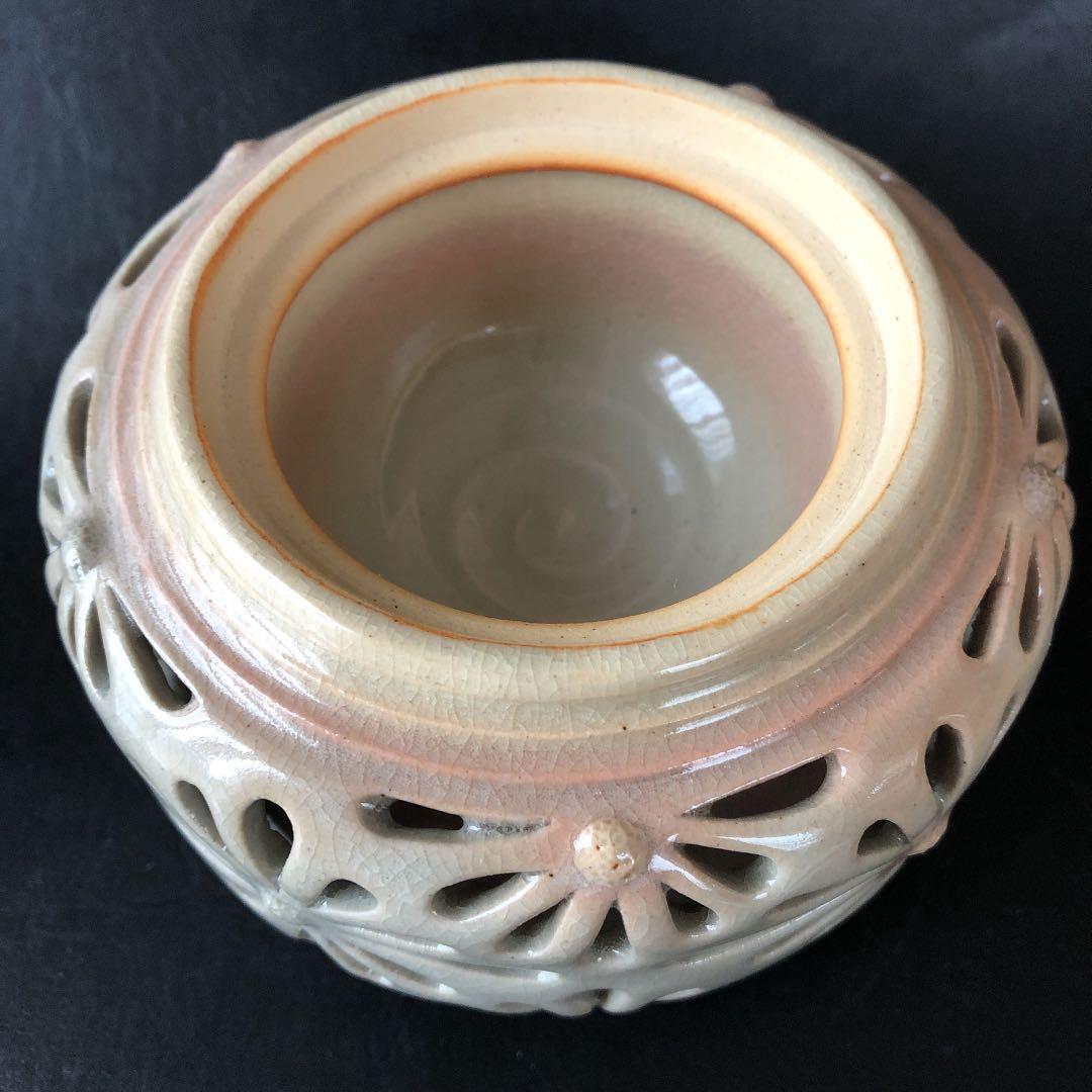 萩焼　透かし香炉　龍和造　新品未使用
