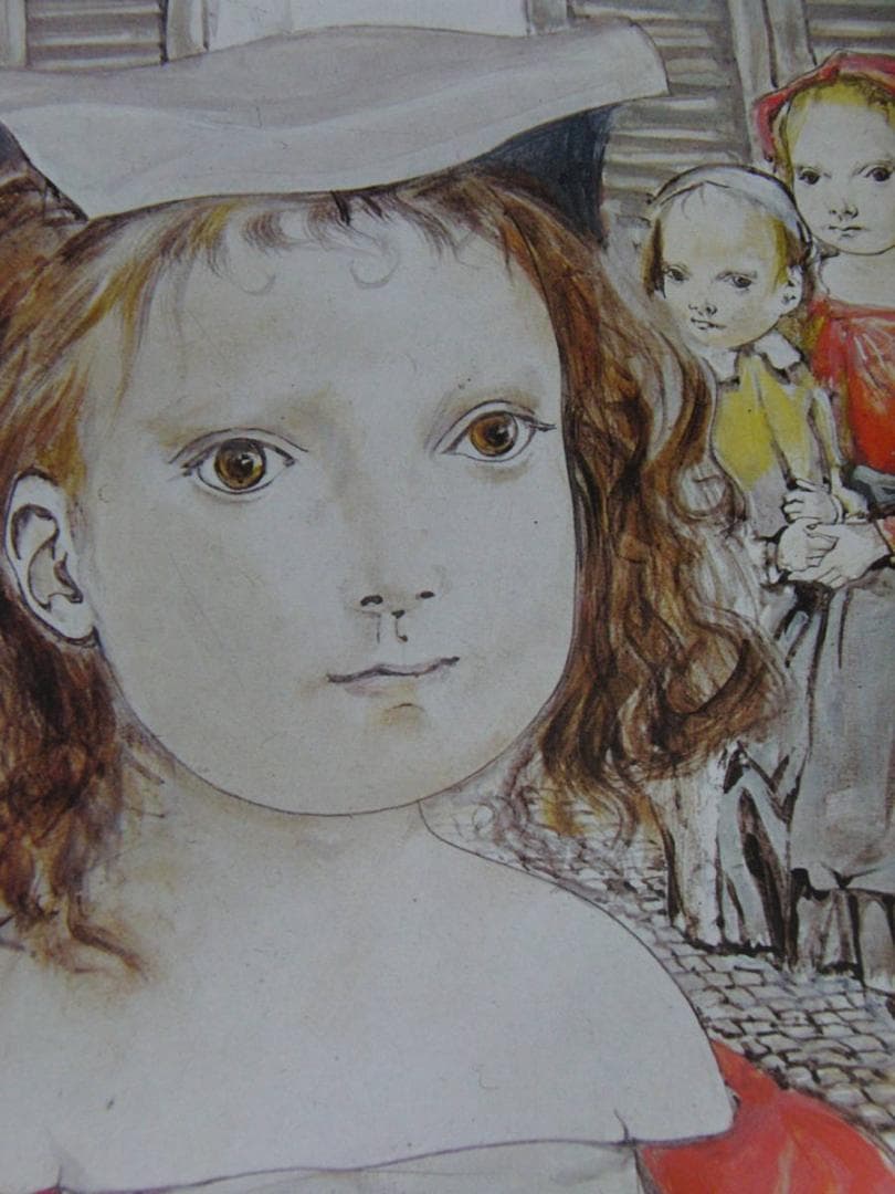 藤田嗣治、「Les Enfants」、希少画集の額装画、人気作品