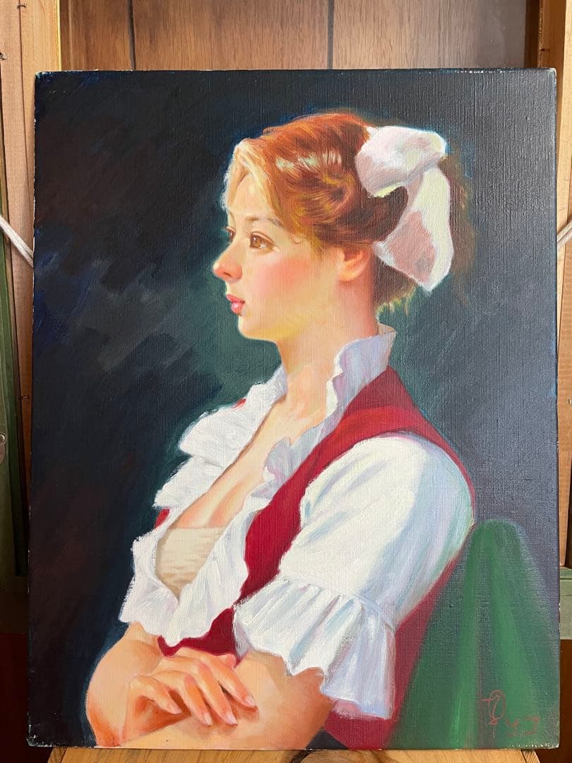 鶴村義美 1979 潤 F6 油絵 女性 絵画 日本人