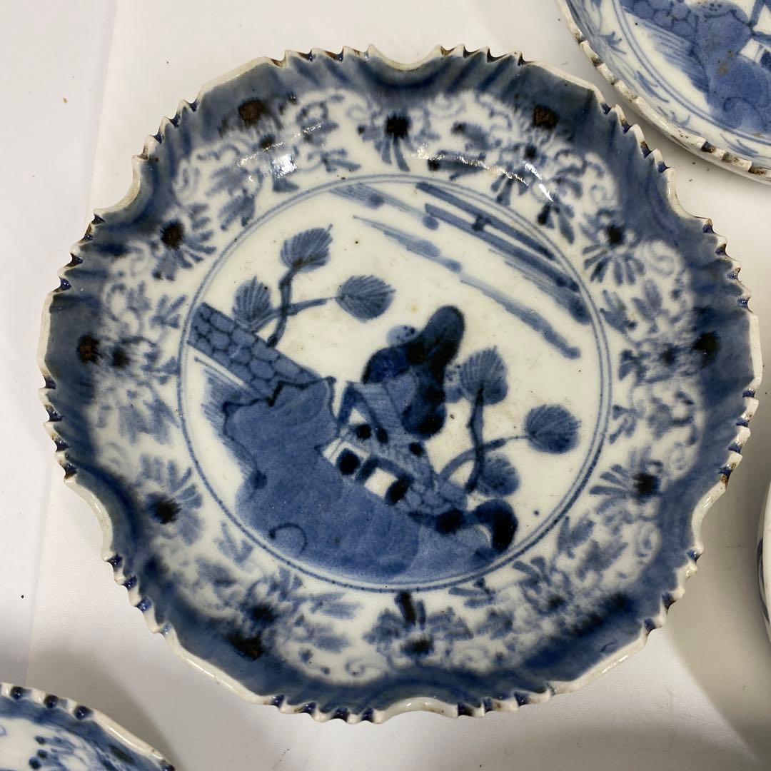 古伊万里　江戸中後期　染付皿6枚　タトヒサ　東さ7-0204①