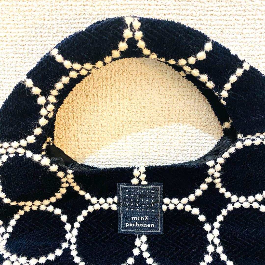 【販売終了品】ミナペルホネン　タンバリン エッグバッグ　ヘリンボーン柄生地