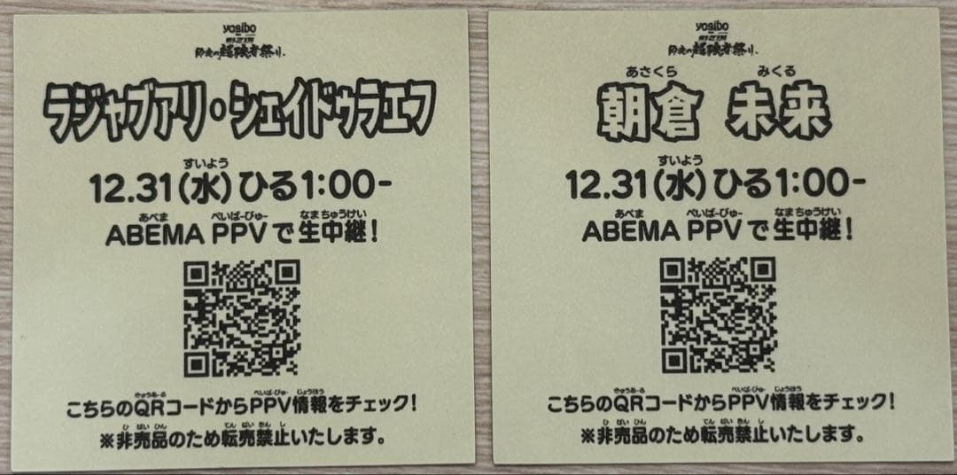 【新作】朝倉未来 ＆ シェイドゥラエフキラキラステッカーセット