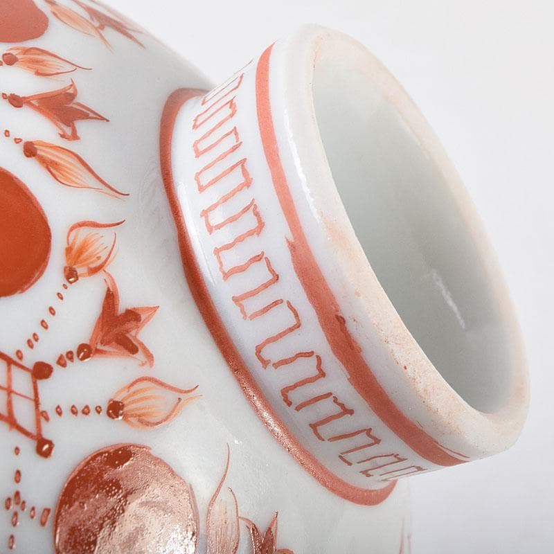 九谷焼　九谷八郎手　赤絵　神獣文　盃　ぐい呑　時代箱　M　R9174