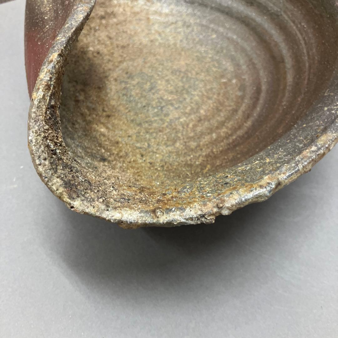 骨董品　茶道具　古常滑焼￼菓子鉢　時代箱　背景キズ　S203HI