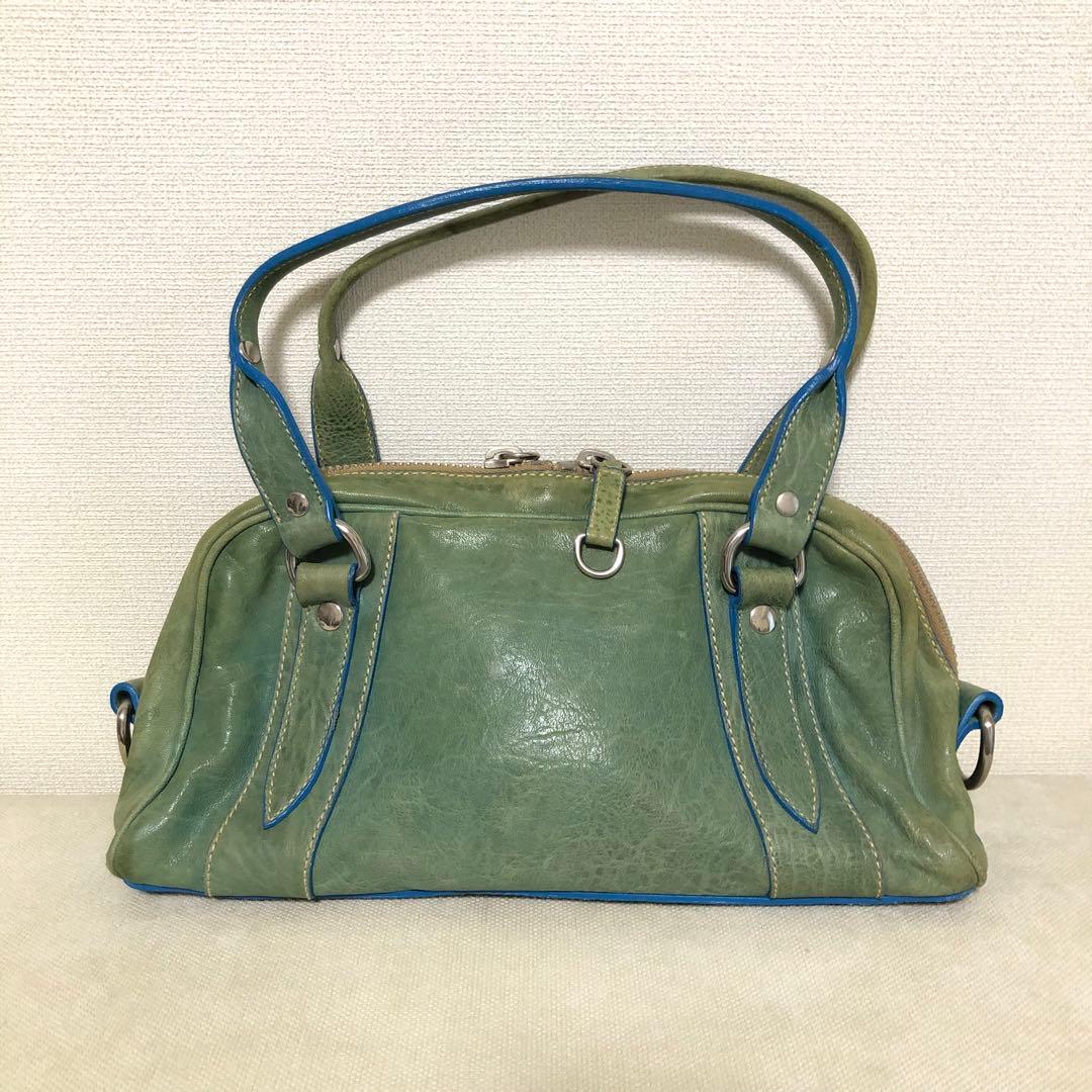 MIU MIU レザー ハンドバッグ グリーン系