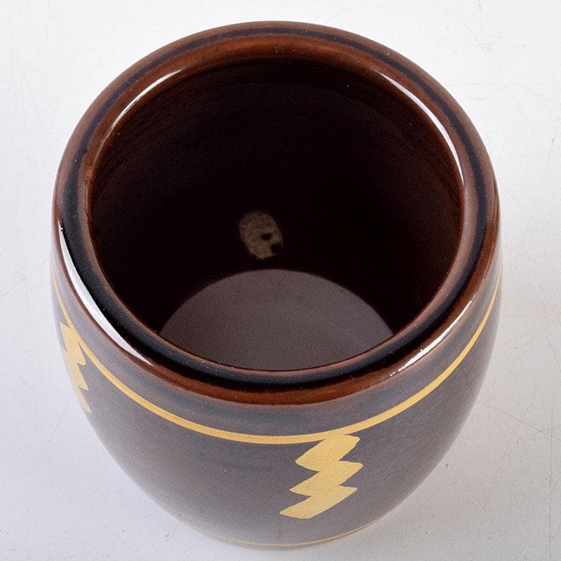 茶道具　膳所焼　淡海ぜぜ　陽炎園造　太鼓形　〆縄蒔絵　蓋置　共布共箱　V8752