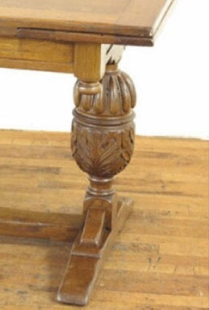 英国　アンティーク オーク　伸長式ダイニングテーブル ドローリーフテーブル