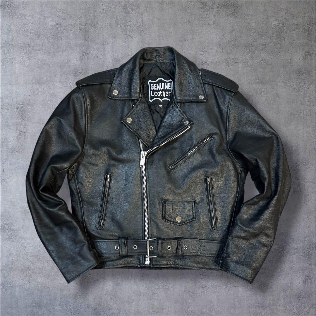 y2k ジェニュイン レザー ダブルライダースジャケット 本革 archive
