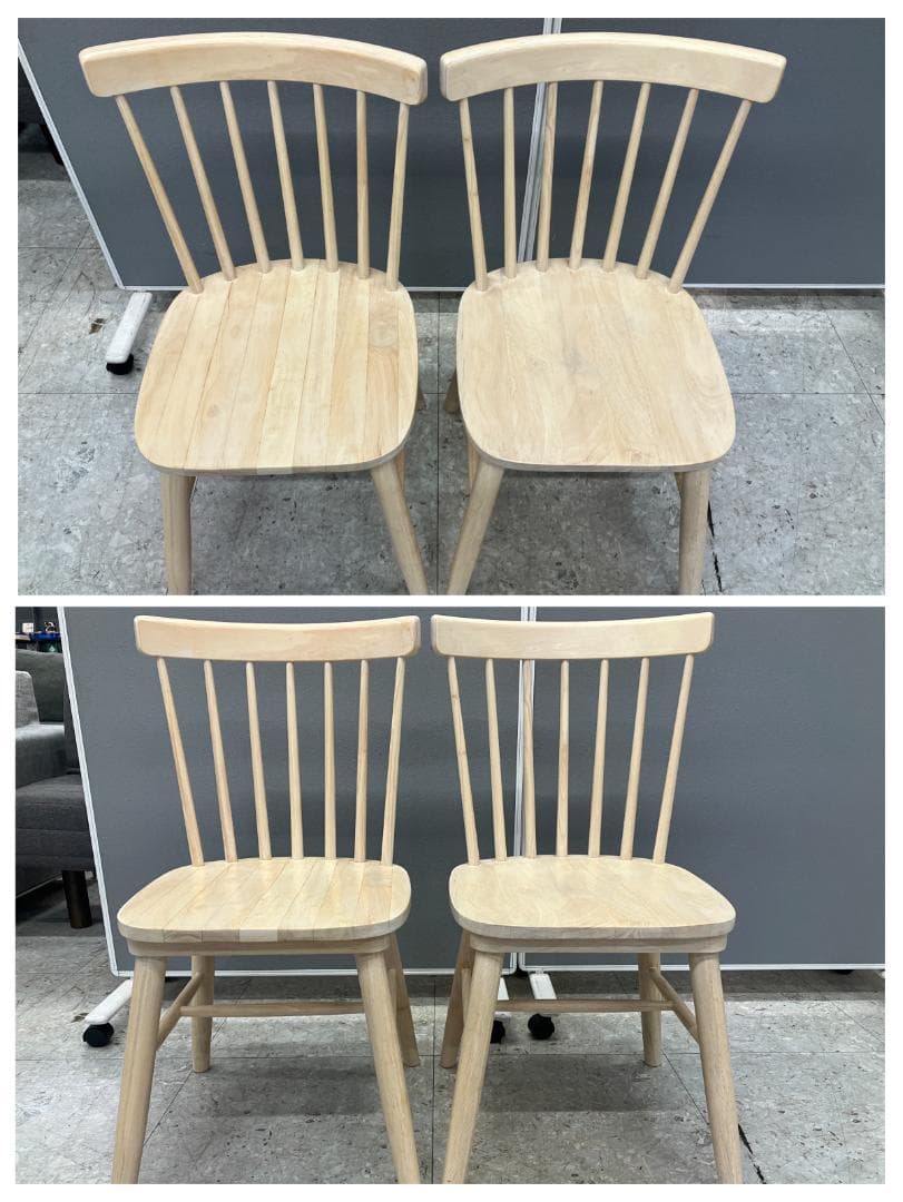 ダイニングテーブルセット イス×2 天然木 ベージュ