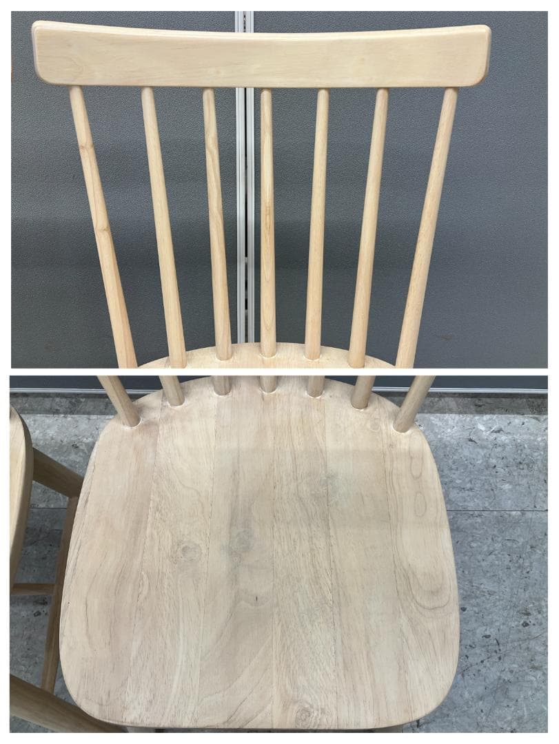 ダイニングテーブルセット イス×2 天然木 ベージュ