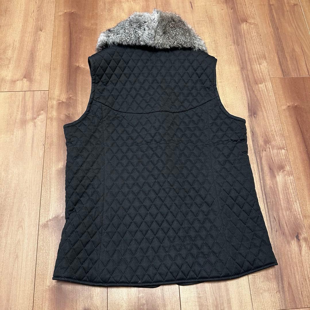 中綿　ラビットファー　キルティング　ベスト　パンツ　セットアップ　S 秋冬