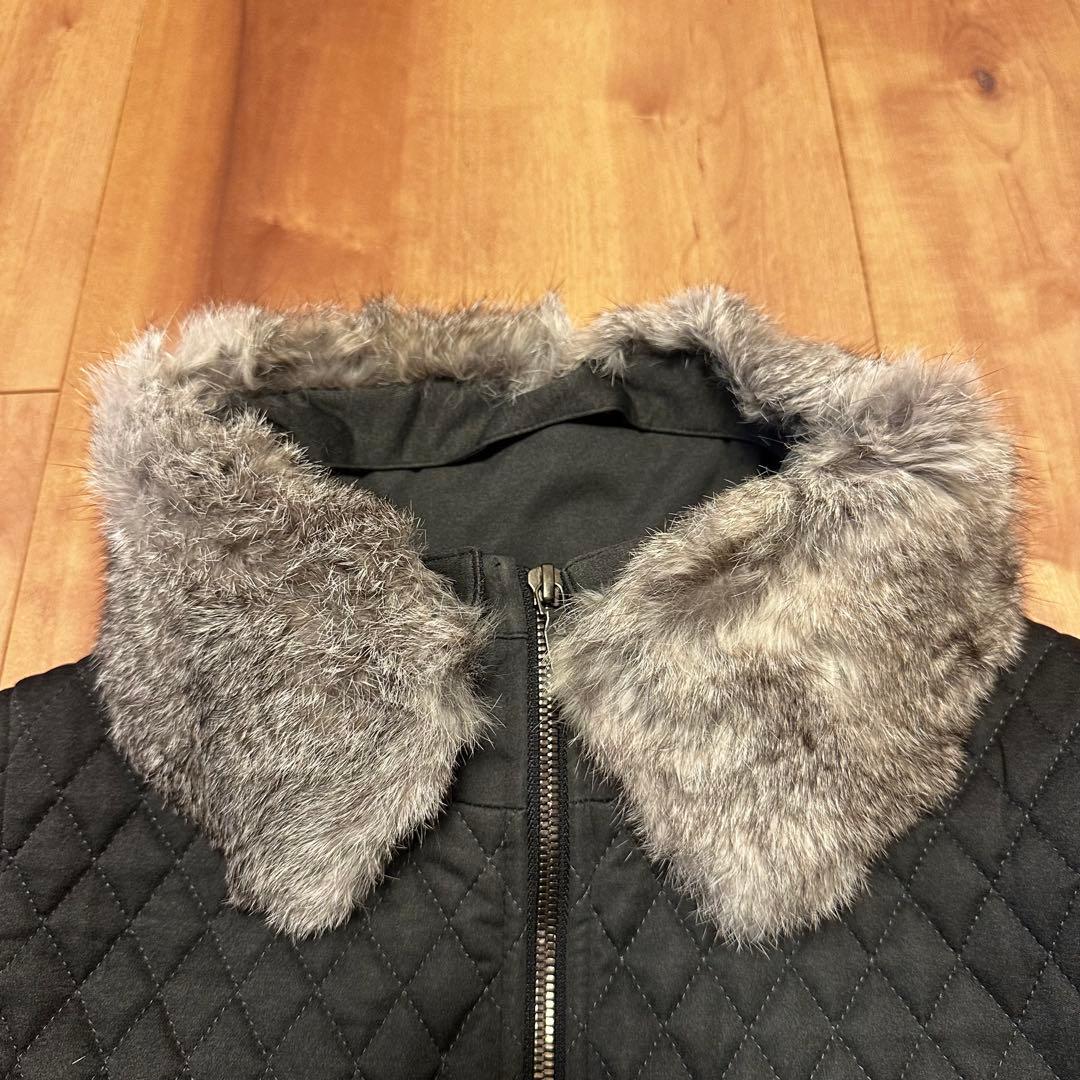 中綿　ラビットファー　キルティング　ベスト　パンツ　セットアップ　S 秋冬