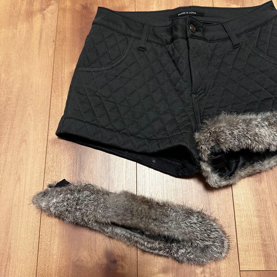 中綿　ラビットファー　キルティング　ベスト　パンツ　セットアップ　S 秋冬