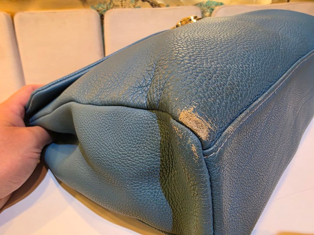 大峽製鞄　レイロウ　レザー　ビジネスバッグ　ブルー