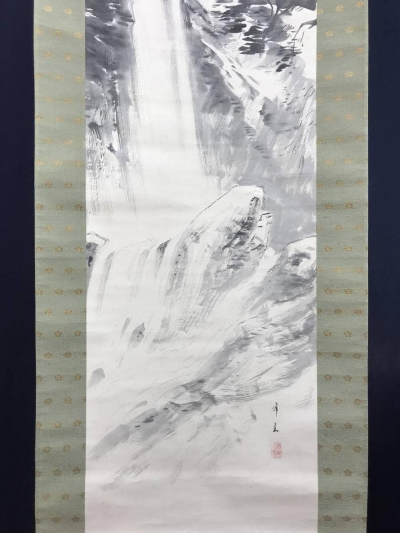 真作/児玉希望/瀑布図/山水図/滝山水図/掛軸/名家伝来/AE-6