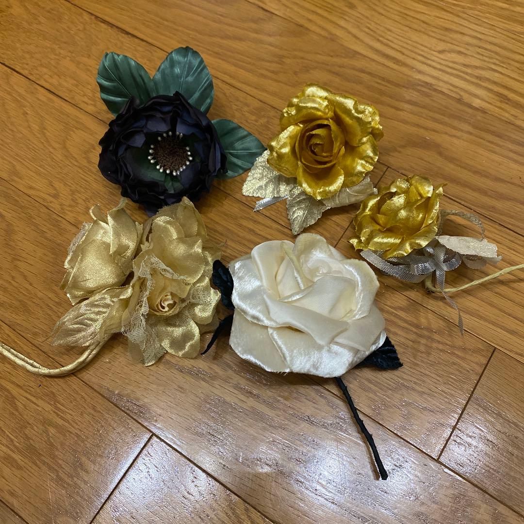 花モチーフ ブローチセット オレンジ花モチーフブローチ2個セット