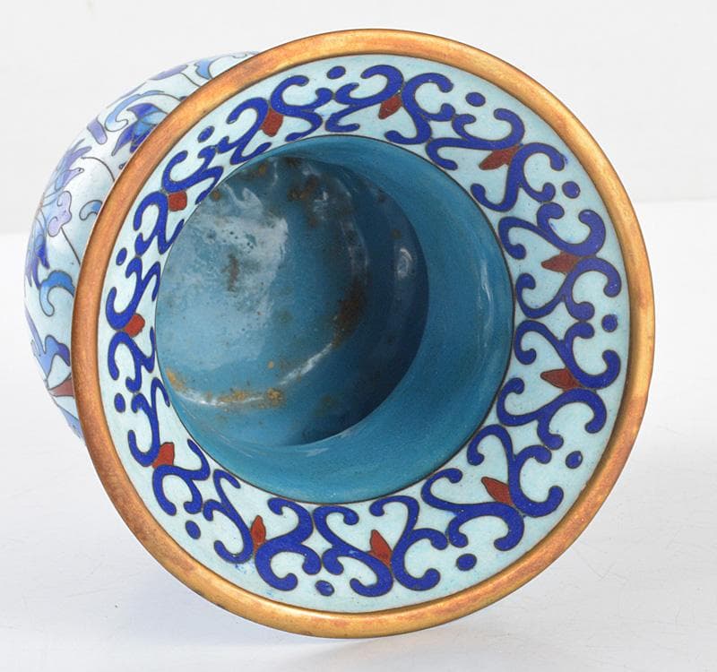 中国　古七宝琺瑯彩　花卉文瓶　V　R4769