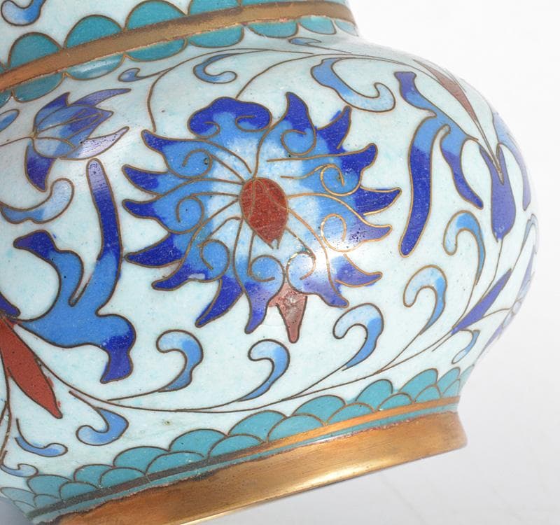 中国　古七宝琺瑯彩　花卉文瓶　V　R4769