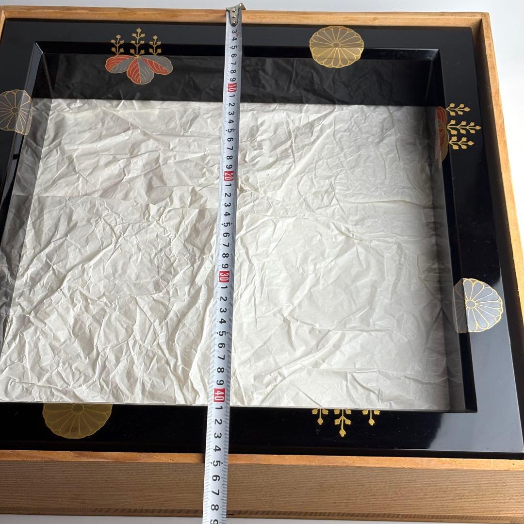 塗師 道場宗廣 菊桐蒔絵 炉縁 共箱 山中塗 木製漆器 茶道