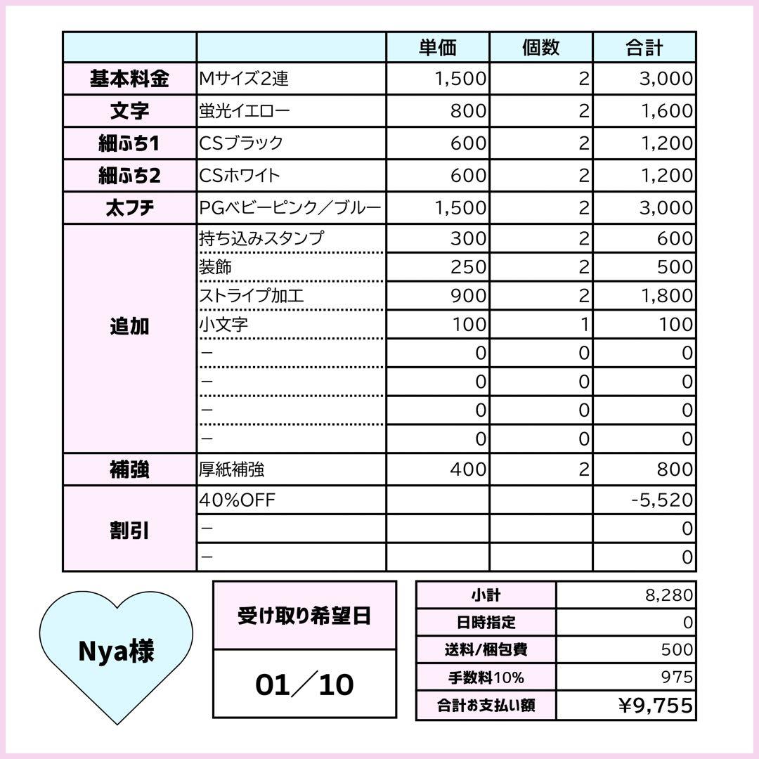 Nyaページ♡0110ネームボード うちわ文字 連結文字パネル オーダー