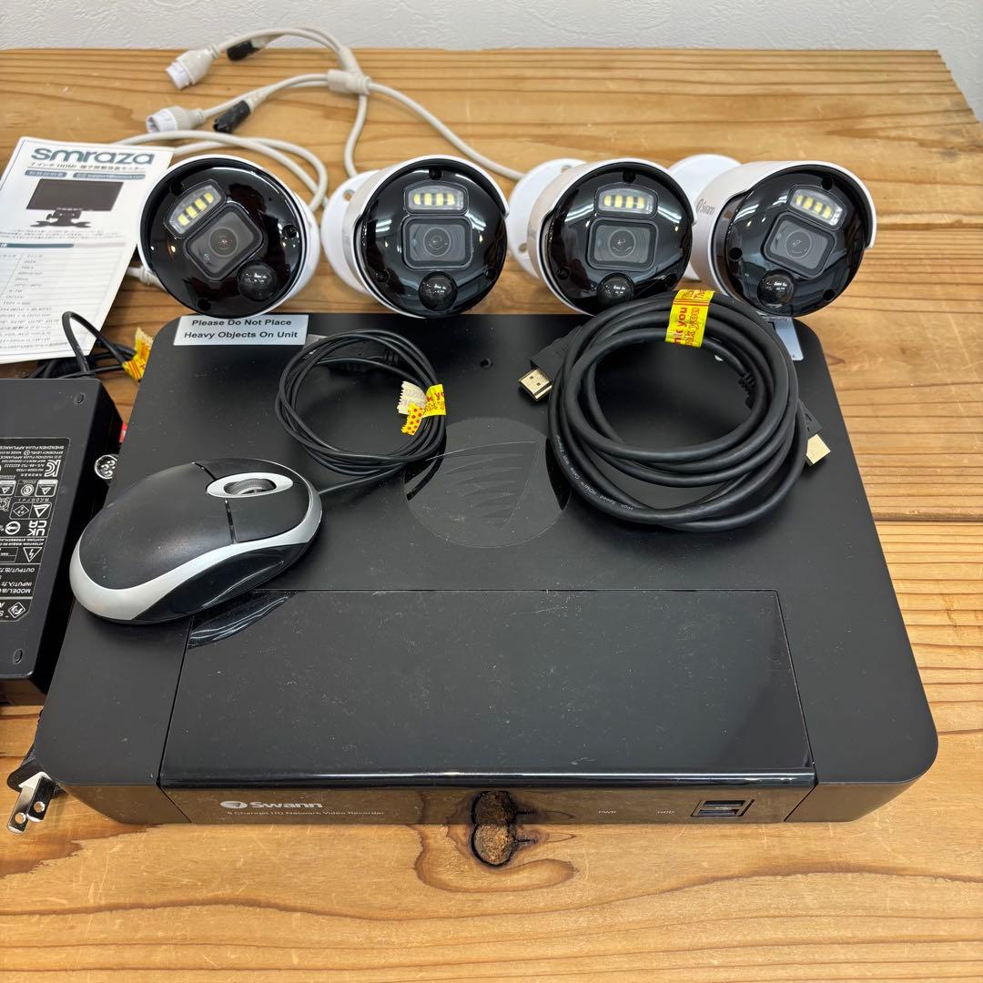 中古美品スワン8CH 4K NVRシステム 2TB4K バレットカメラ4台セット