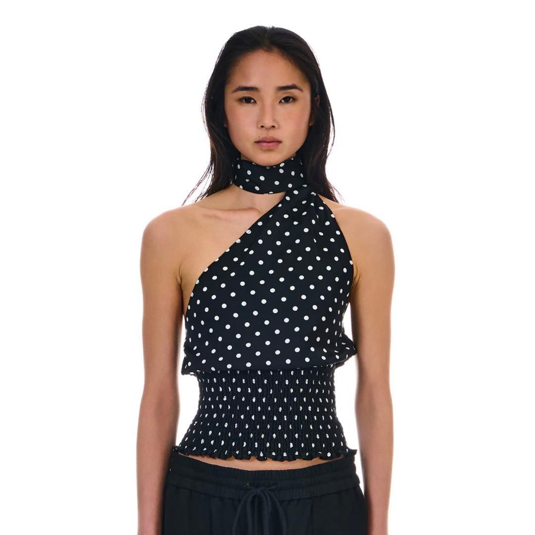 トップス BEEDEN DOTS SCARF NECK TOPS