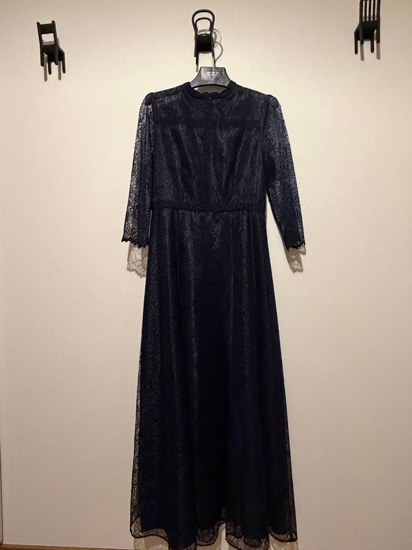 フォルムフォルマ マザードレスform forma リーフレースロング紺　９号