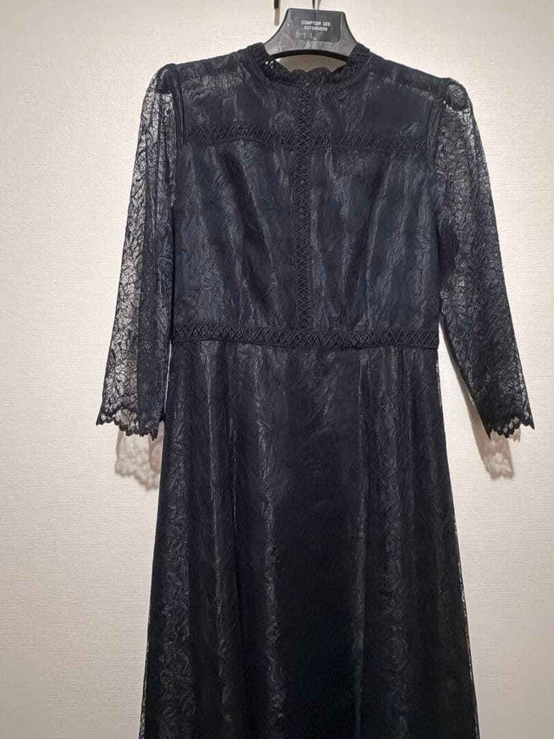 フォルムフォルマ form forma リーフレースロングドレスネイビー 9号