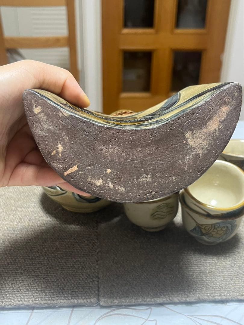 茶道具 銅製 炉壇 利休炉壇 柿合黒塗 炉縁 五徳 炉蓋 4点セット 元箱