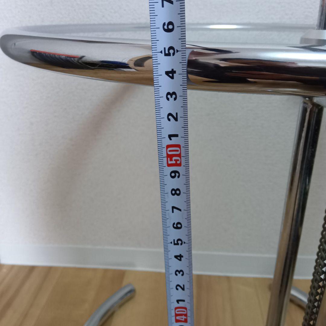 モダン ガラス天板 円形テーブル　円形ガラスサイドテーブル シルバーステンレス