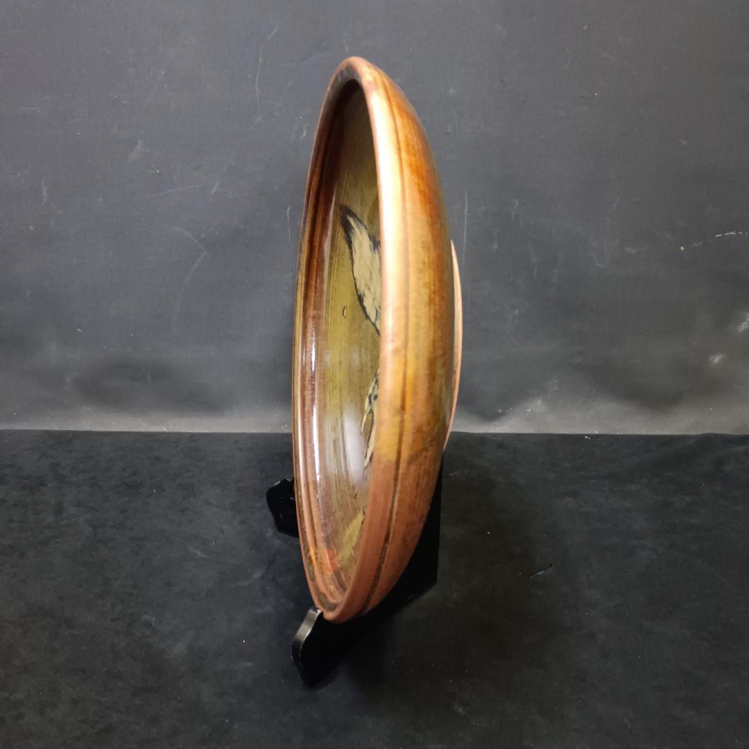 小久慈焼 鷹の絵柄 陶器の皿 直径約45㎝