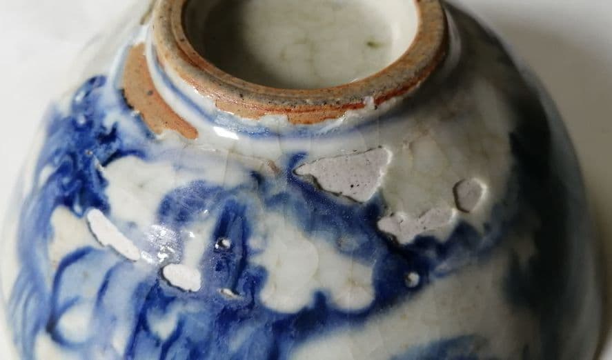 李朝　桃文茶碗