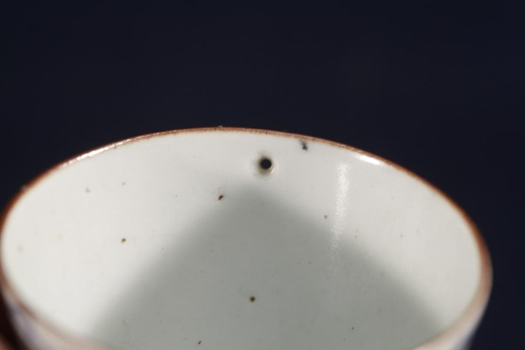 210 古伊万里染付松松葉吹雪図蕎麦猪口 江戸時代 穴