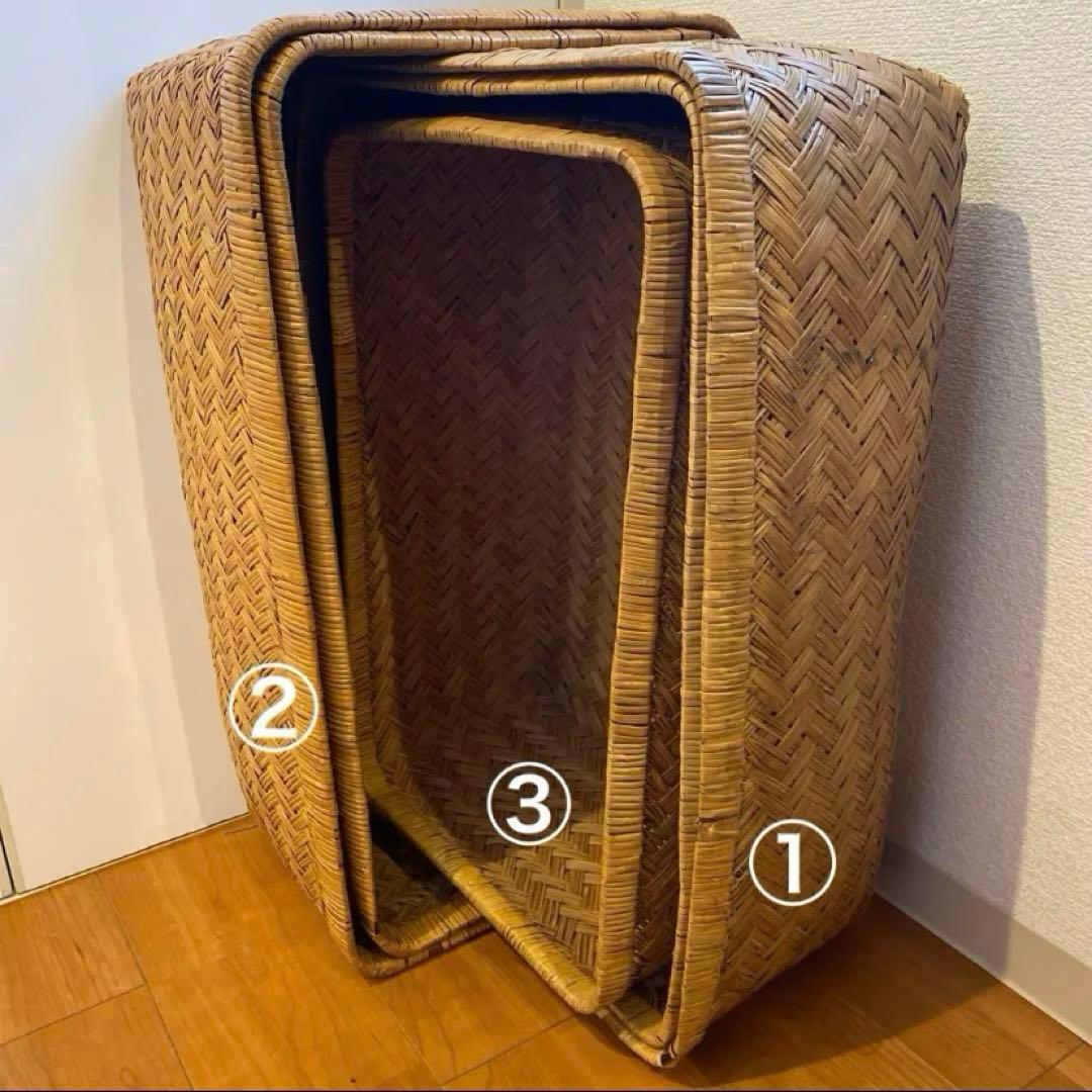 ③ 【最終価格】竹行李 柳ごおり昭和レトロ 竹細工 大籠 箪笥カゴ 受け