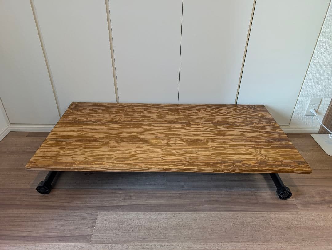 昇降式テーブル ガス圧式 無段階調整 ヴィンテージ天然木