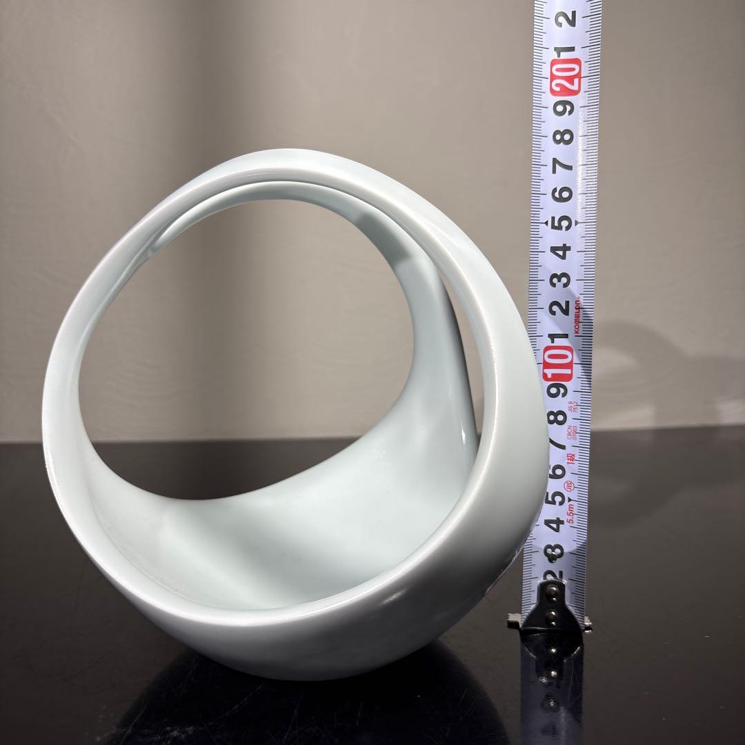 真作 人間国宝 前田昭博 白瓷手付鉢