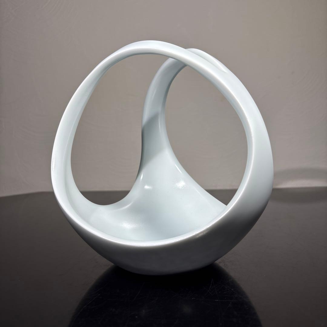 真作 人間国宝 前田昭博 白瓷手付鉢