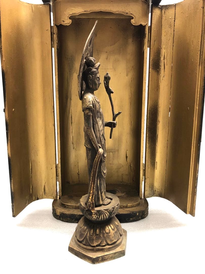 厨子 仏像 観世音菩薩 高さ約50㎝ 時代物 仏教美術