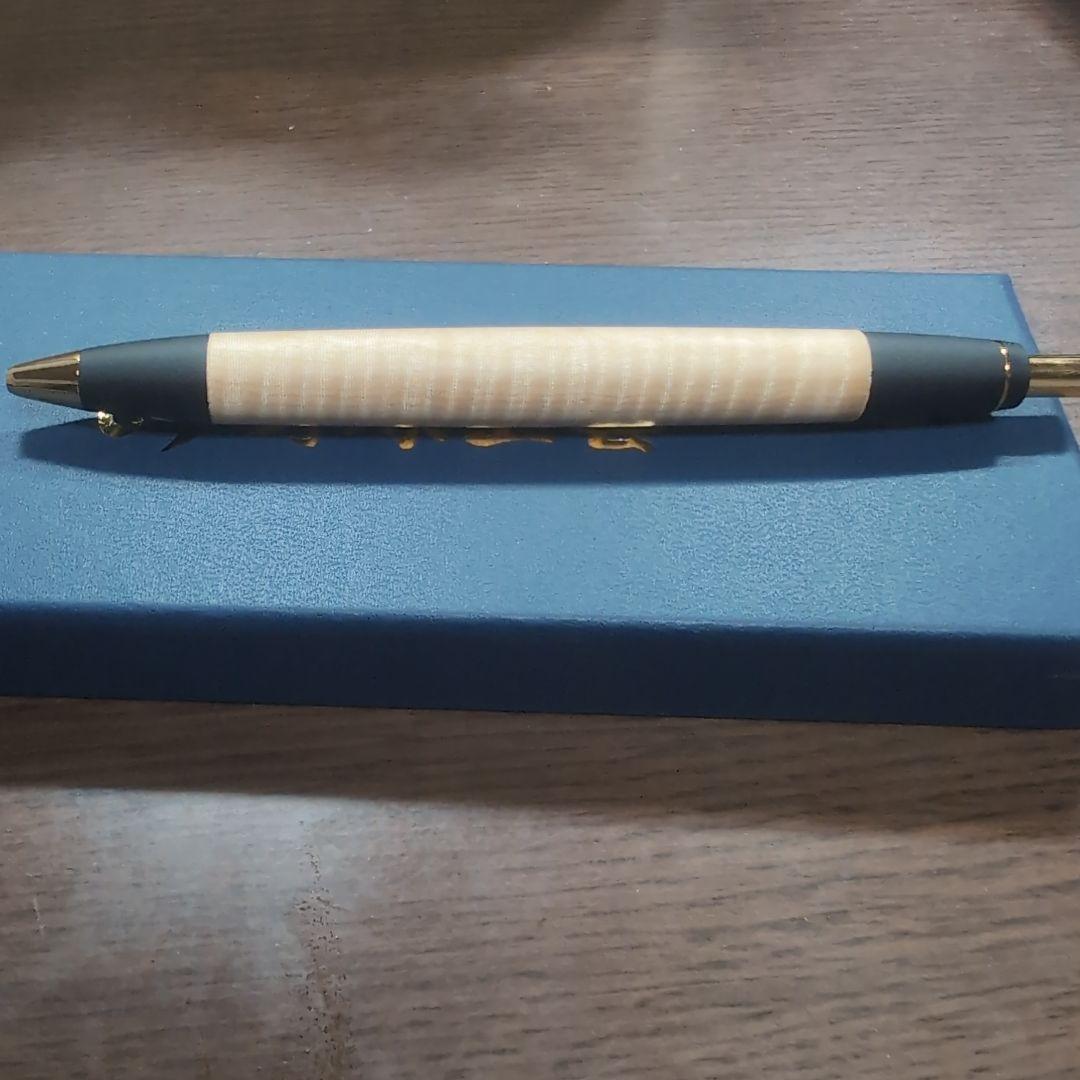 野原工芸 栃縮杢のボールペン・スタンダード-ゴールド（SANZOクリップ）