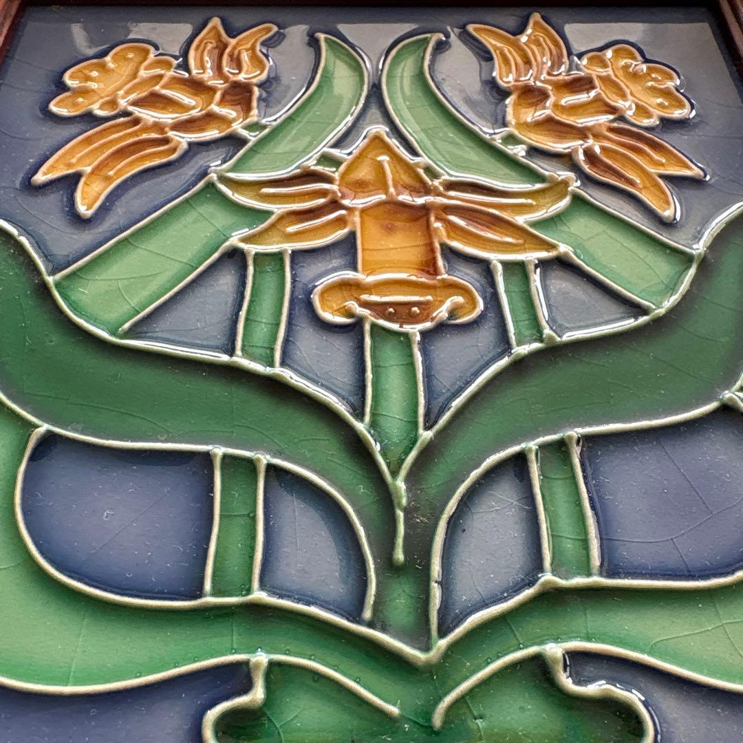 アンティークイギリス製ピルキントン社マジョリカタイル アールヌーボー