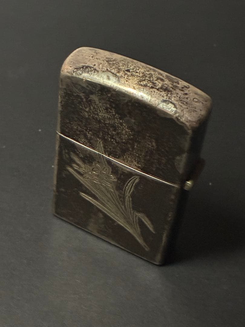 スターリングシルバー950彫金花彫 純銀オイルライター｜雰囲気抜群・ジャンク扱い