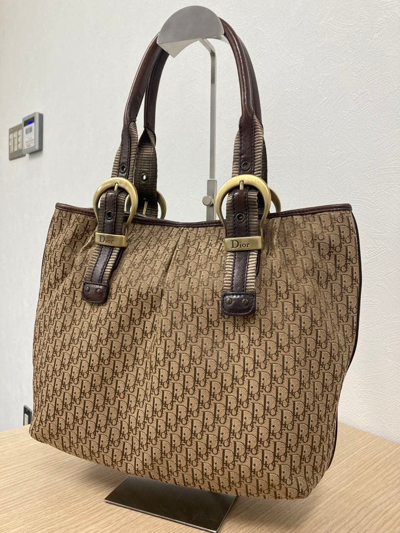 Christian Dior トロッター トートバッグ ブラウン キャンバス◇