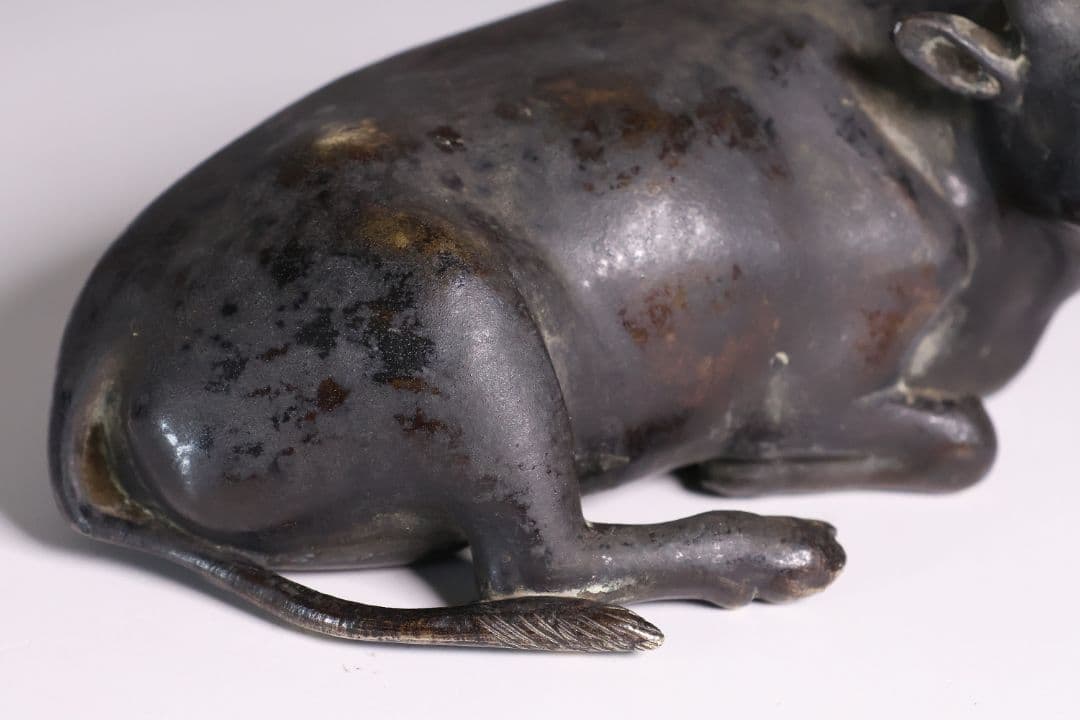 古銅 牛 置物 658g 金工 銅製 時代【MA831】