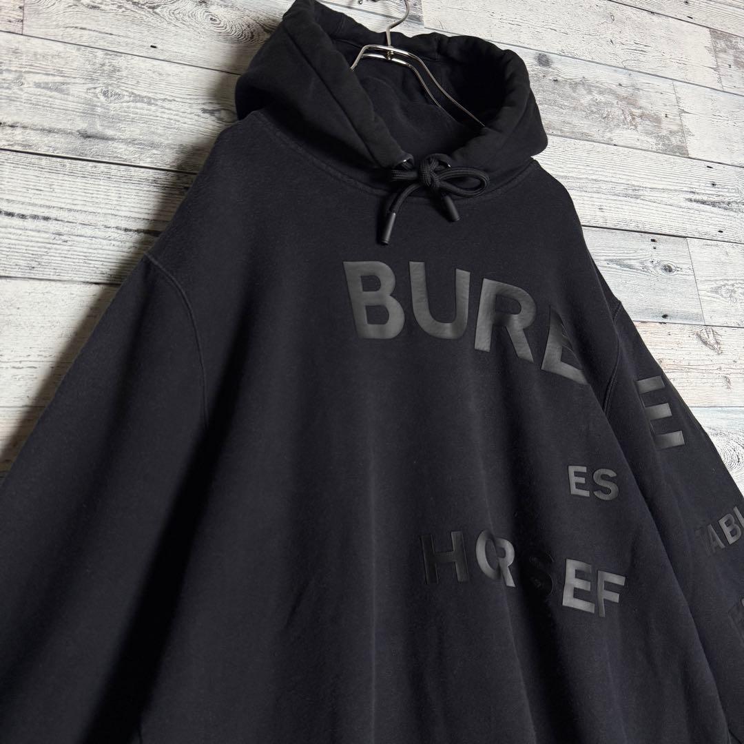 【希少XLサイズ】バーバリー☆ ホースフェリー ビッグロゴ パーカー ブラック.