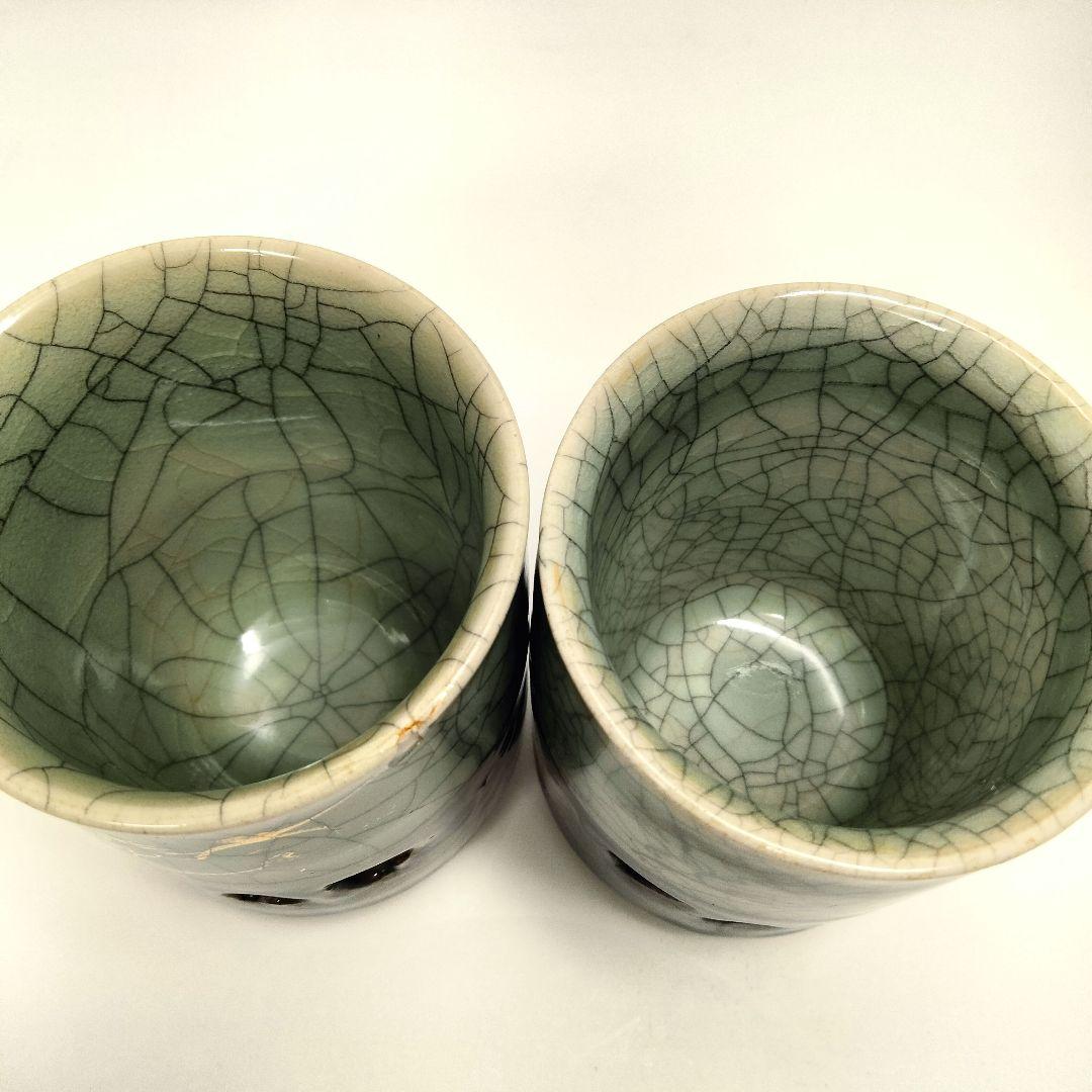 U154 相馬焼 湯呑 全6点 古相馬 走り馬 跳ね馬 高級時代煎茶